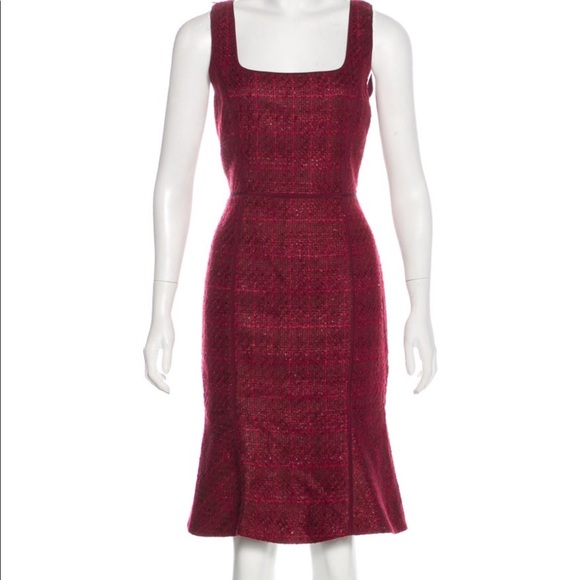 burgundy boucle dress 1940s 1950s Cranberry Boucl Knit Wool Sweater Dress